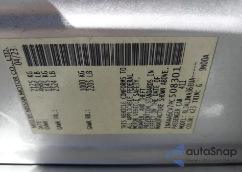 2023 Nissan Maxima Sv Xtronic Cvt z USA, uszkodzony, nr VIN 1N4AA6CV7PC508301